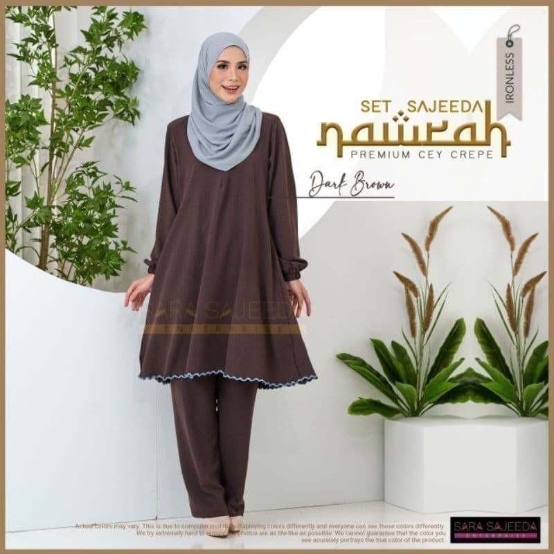 Set Nawrah Blouse & Seluar Ironless | Premium Cey Crepe | Saiz S-3XL