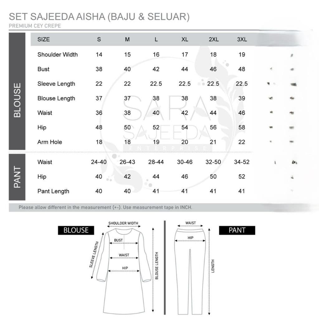 Set Muslimah Korean Crepe Ironless Wanit