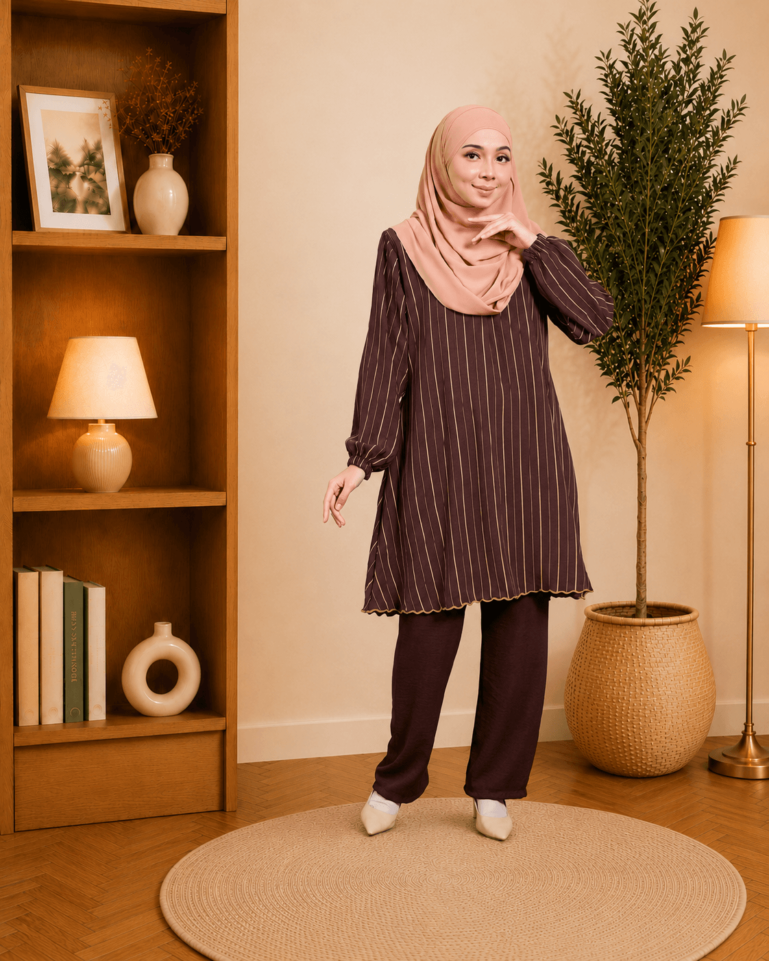 Set Hawa Blouse & Seluar Ironless | Premium Cey Crepe | Saiz S-3XL