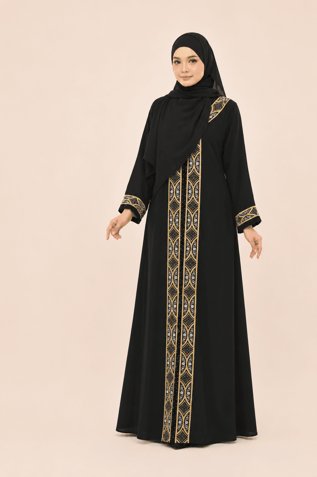 Modesti Jubah Sahara Sulam, Manik Terbaru Fashion Muslimah Ada Pocket