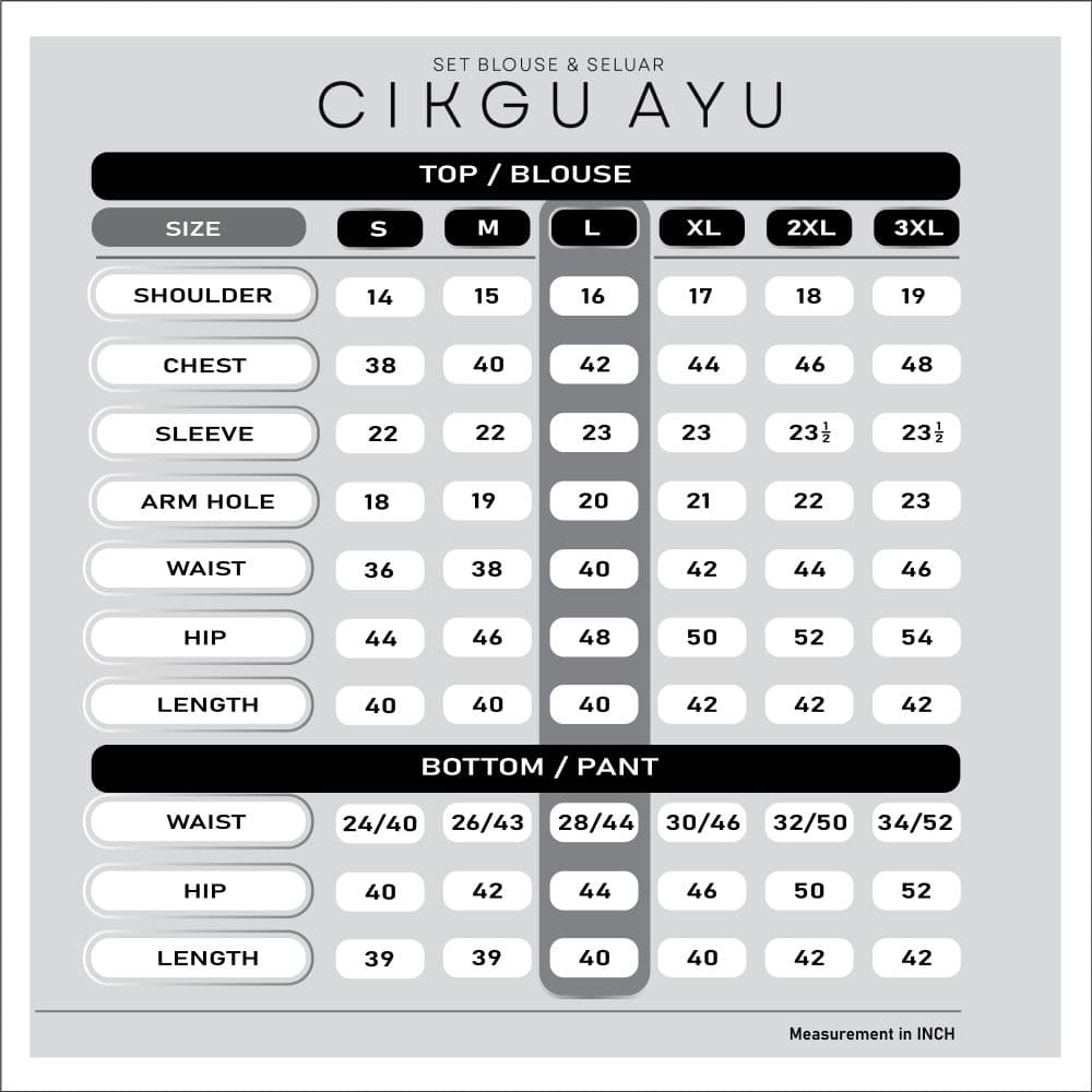 Set Blouse & Seluar Cikgu Ayu | Premium Cotton | Baju Kurung Moden