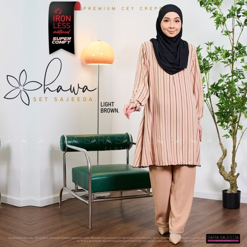Set Hawa Blouse & Seluar Ironless | Premium Cey Crepe | Saiz S-3XL