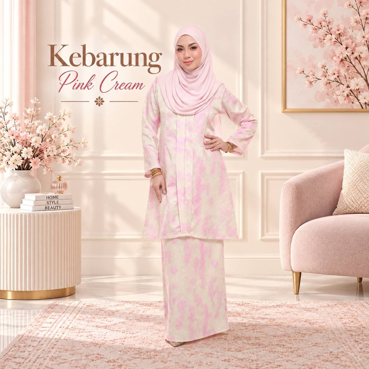 Sara Sajeeda Kebarung Crumple Muslimah | Crushed Polyester Satin, Batu Silver & Sulaman