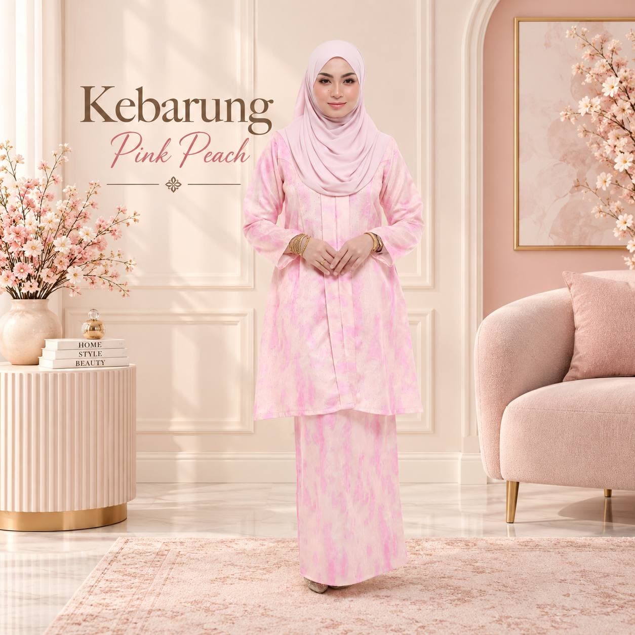 Sara Sajeeda Kebarung Crumple Muslimah | Crushed Polyester Satin, Batu Silver & Sulaman