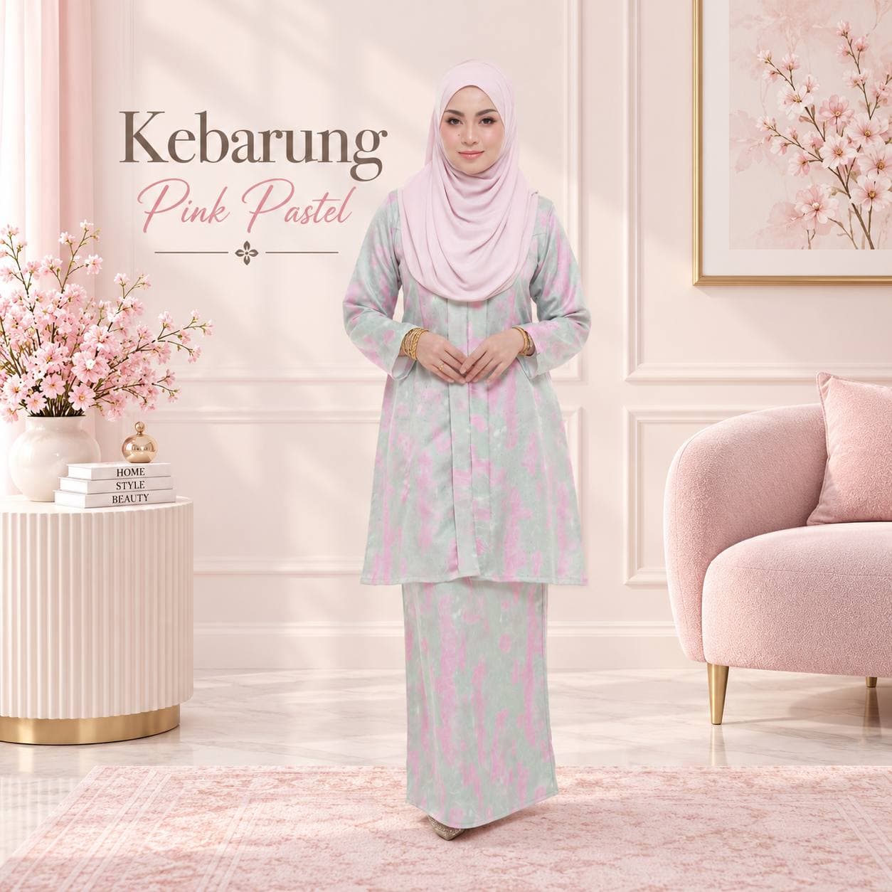 Sara Sajeeda Kebarung Crumple Muslimah | Crushed Polyester Satin, Batu Silver & Sulaman