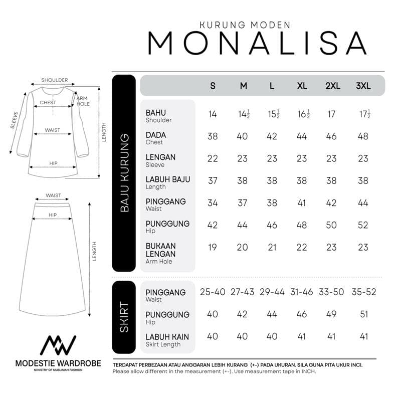 Baju Kurung Moden Monalisa | Premium Como Crepe | Sulaman Eksklusif | Front Zip