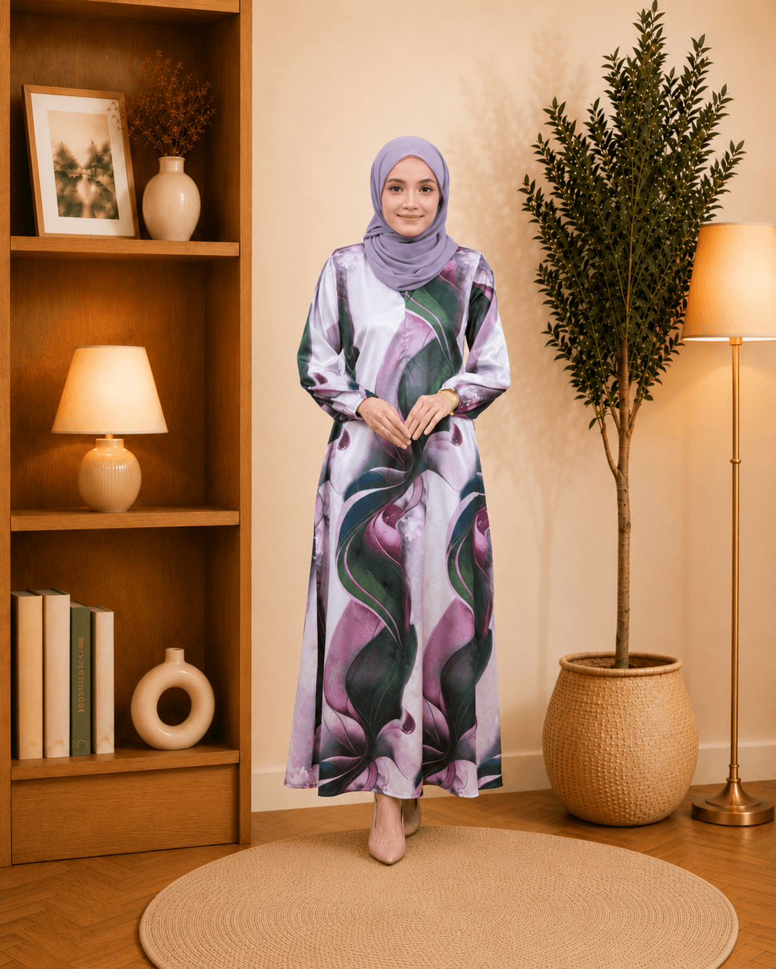 Jubah Dress Mirabella Floral | Silk Jacquard Premium | Saiz S-5XL