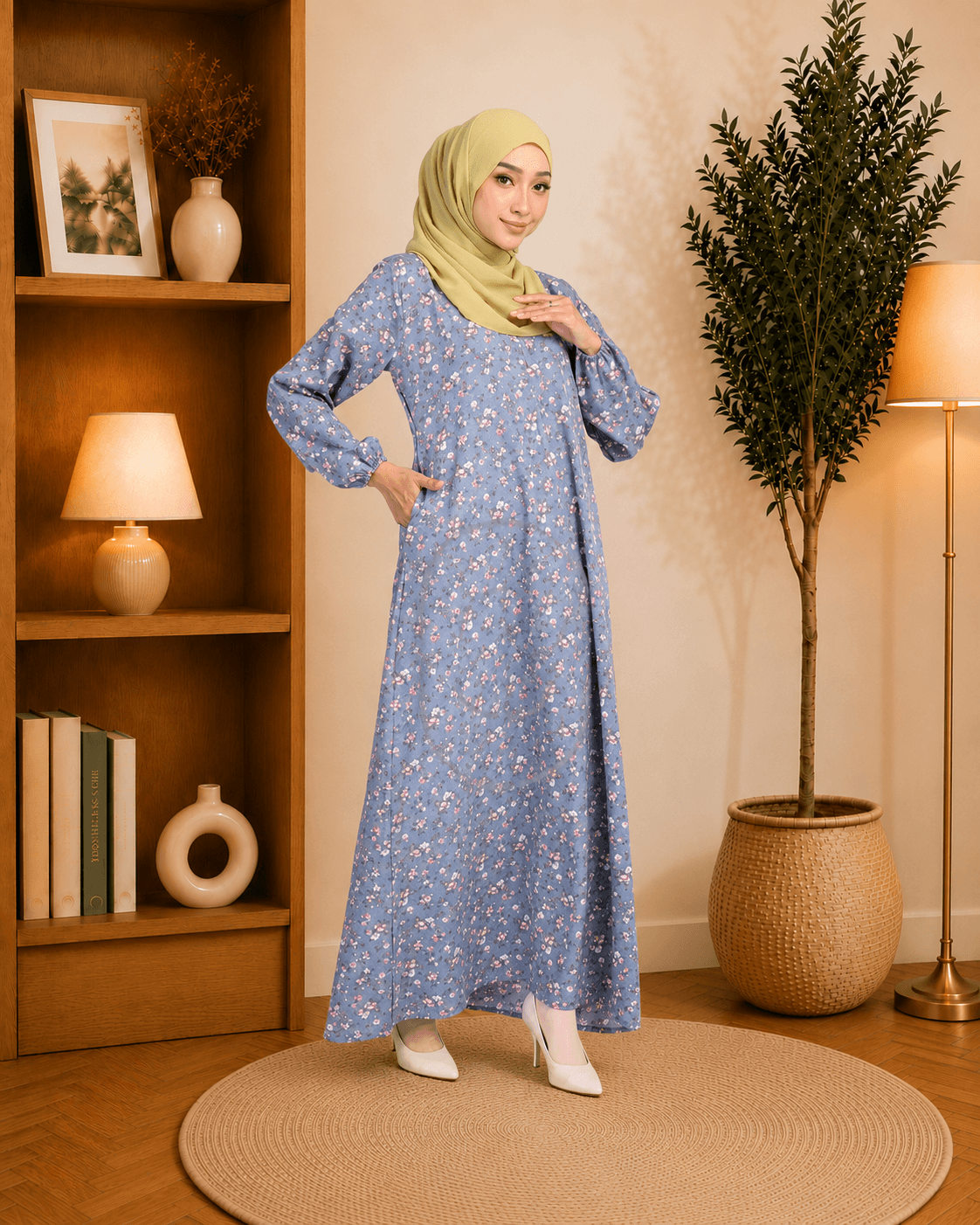 Jubah Dress Leesa Floral | Korean Crepe | Corak Baru 2026