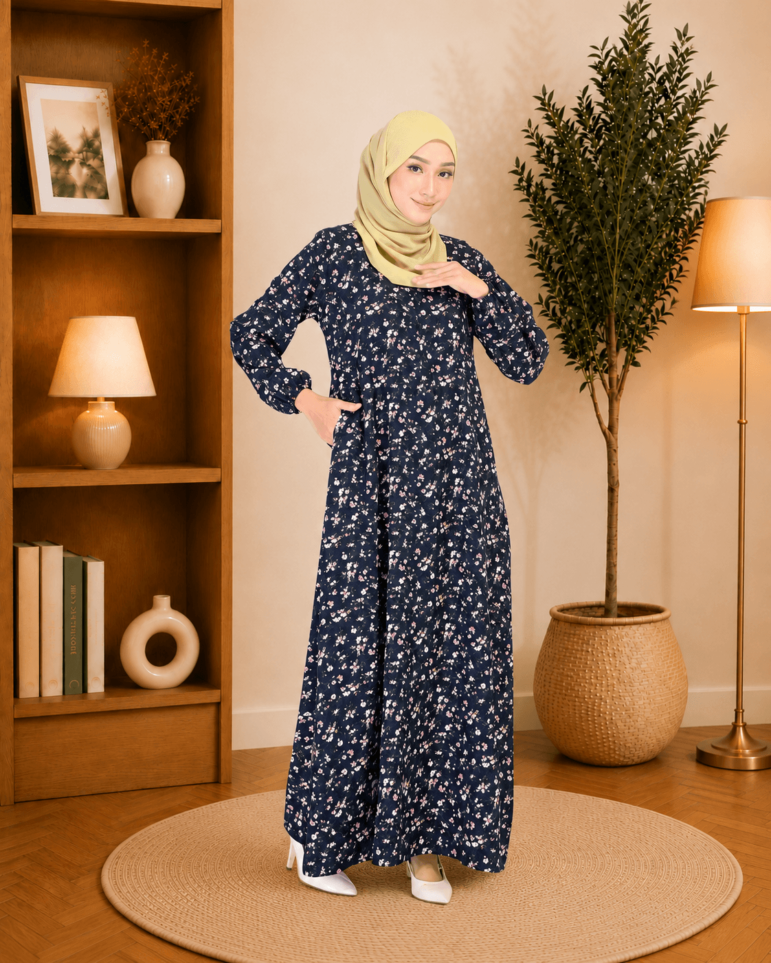 Jubah Dress Leesa Floral | Korean Crepe | Corak Baru 2026