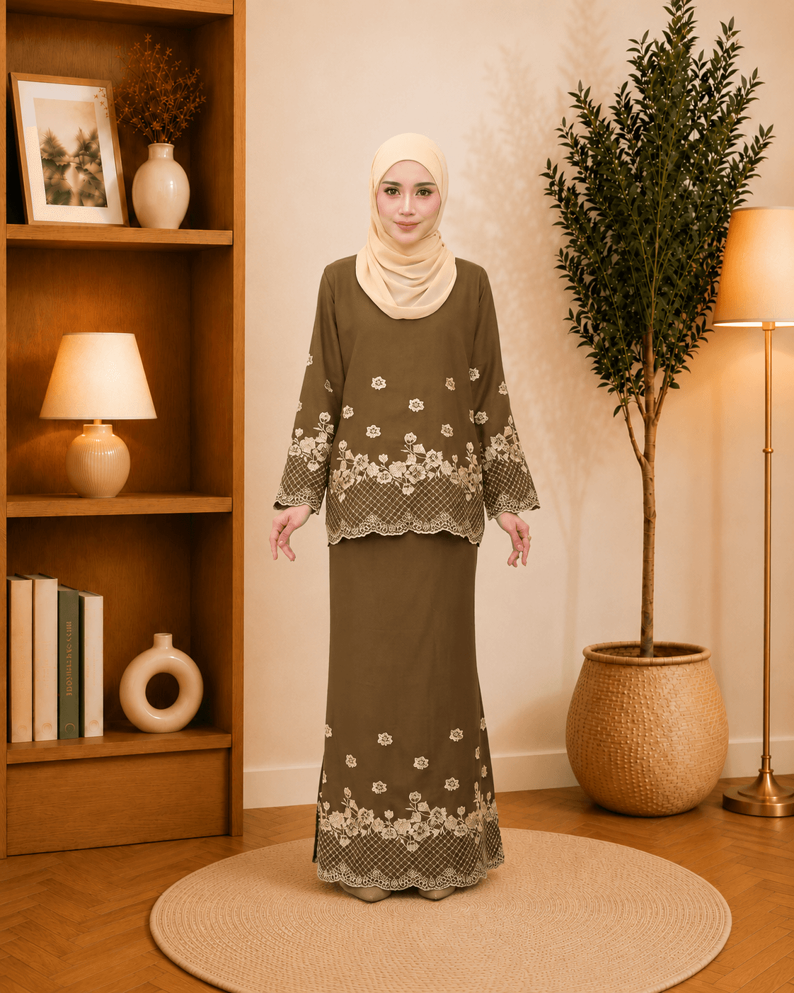 Kurung Mini Manisha Sulaman Kemas | Premium Como Crepe | Saiz S-3XL