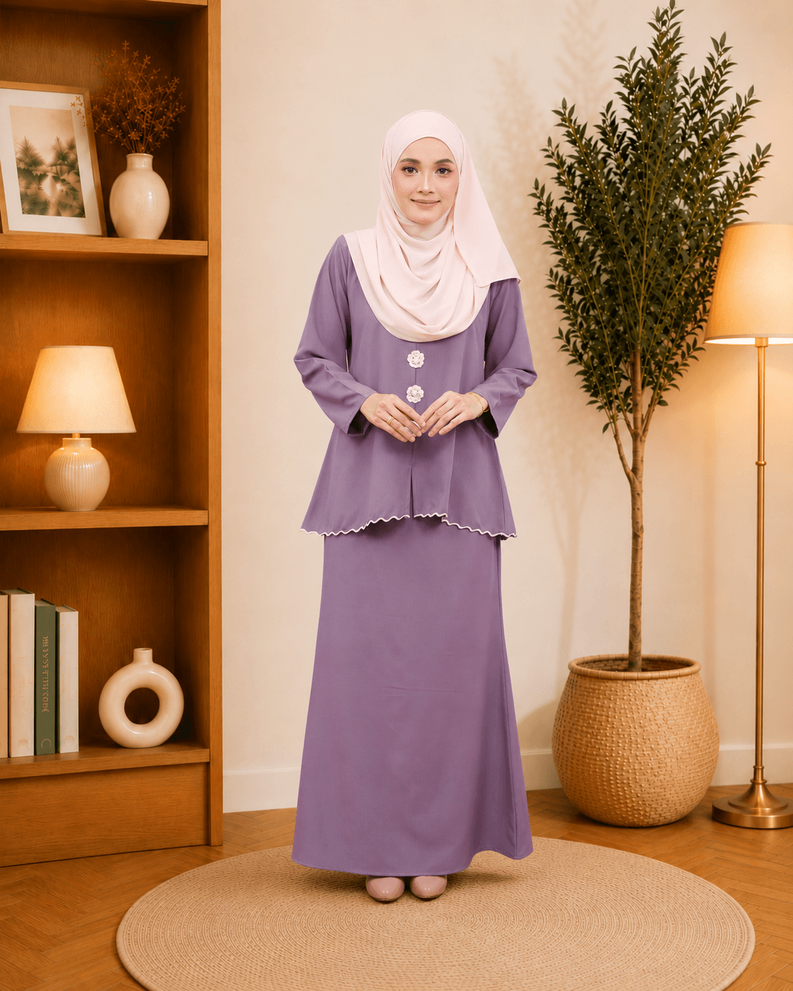 Baju Kurung Dayana Bunga Tampal | Cotton Jacquard | Saiz S-5XL