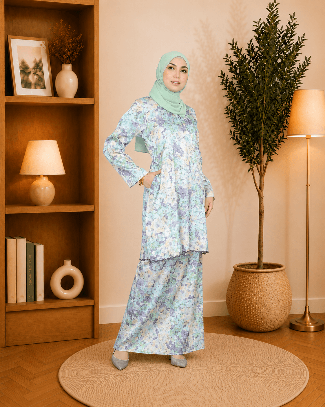 Baju Kurung Deluna Floral | Silk Jacquard Premium | Saiz S-3XL