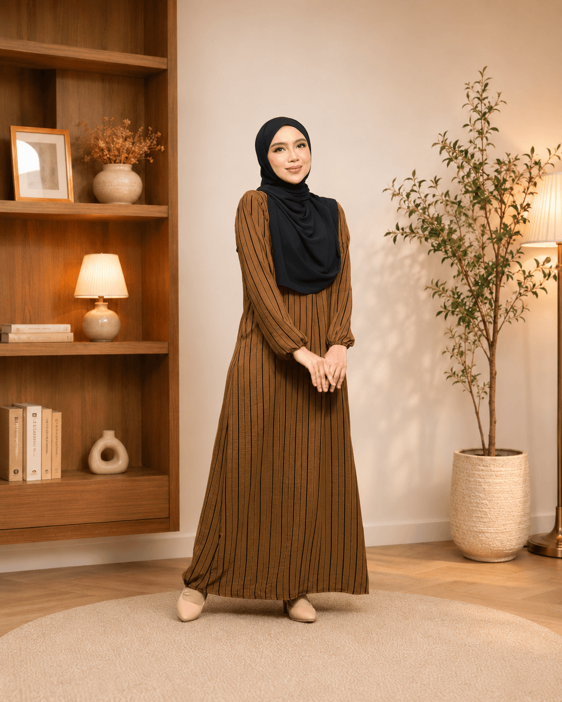Jubah Stripe Ironless | CRY CREPE Premium | Plus Size S-5XL