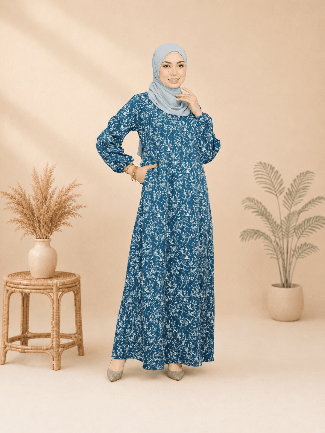 Jubah Dress Aryana Ironless | Spanish Stretch Print | Saiz S-3XL