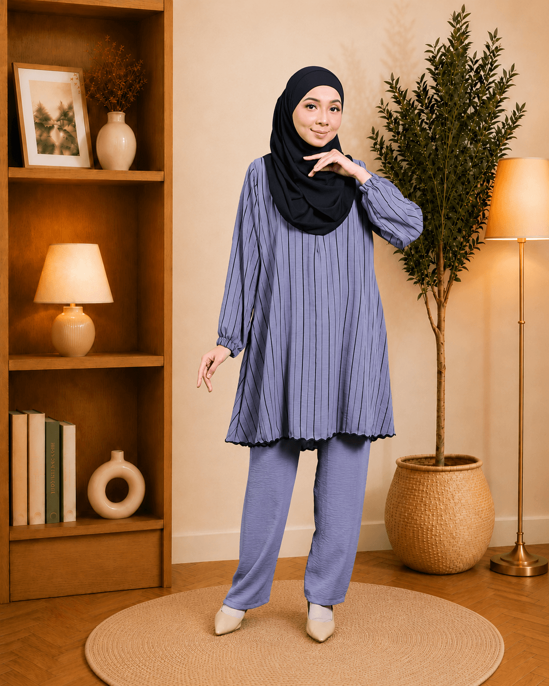 Set Hawa Blouse & Seluar Ironless | Premium Cey Crepe | Saiz S-3XL