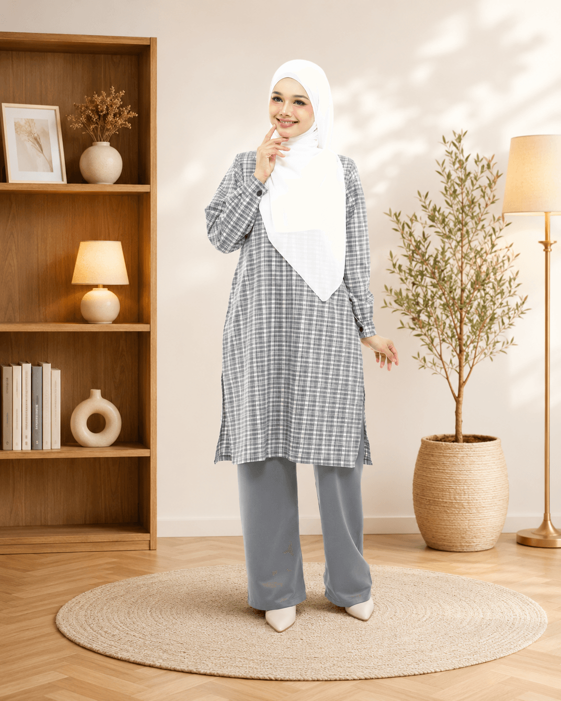 Set Blouse & Seluar Cikgu Ayu | Premium Cotton | Baju Kurung Moden