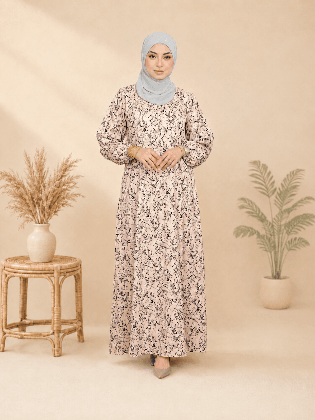 Jubah Dress Aryana Ironless | Spanish Stretch Print | Saiz S-3XL