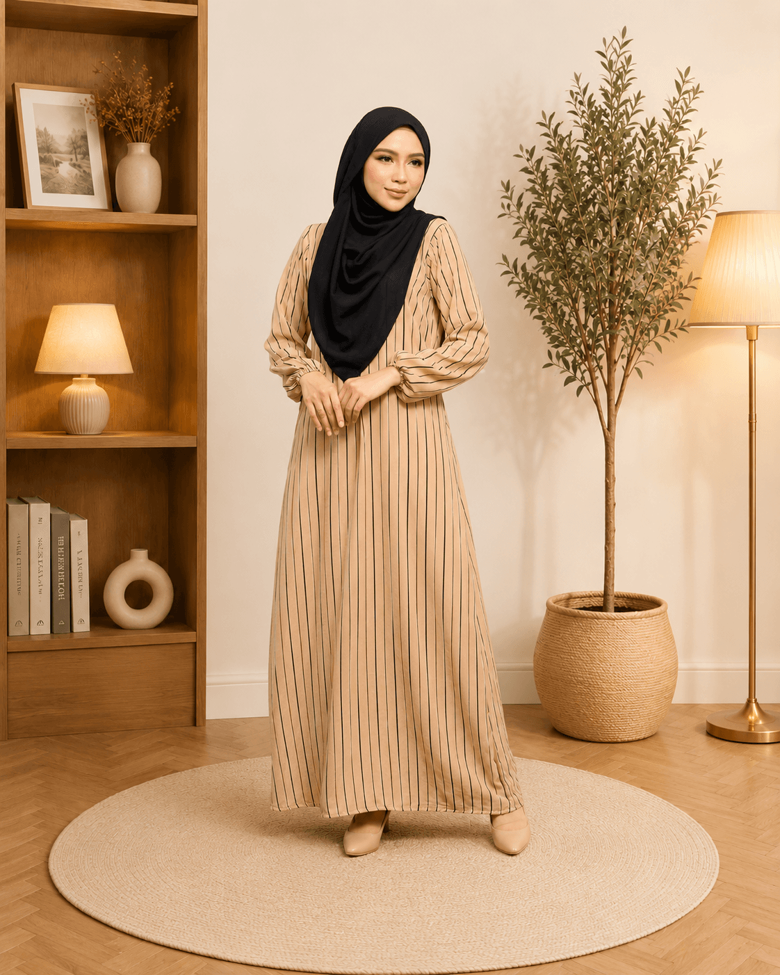 Jubah Stripe Ironless | CRY CREPE Premium | Plus Size S-5XL