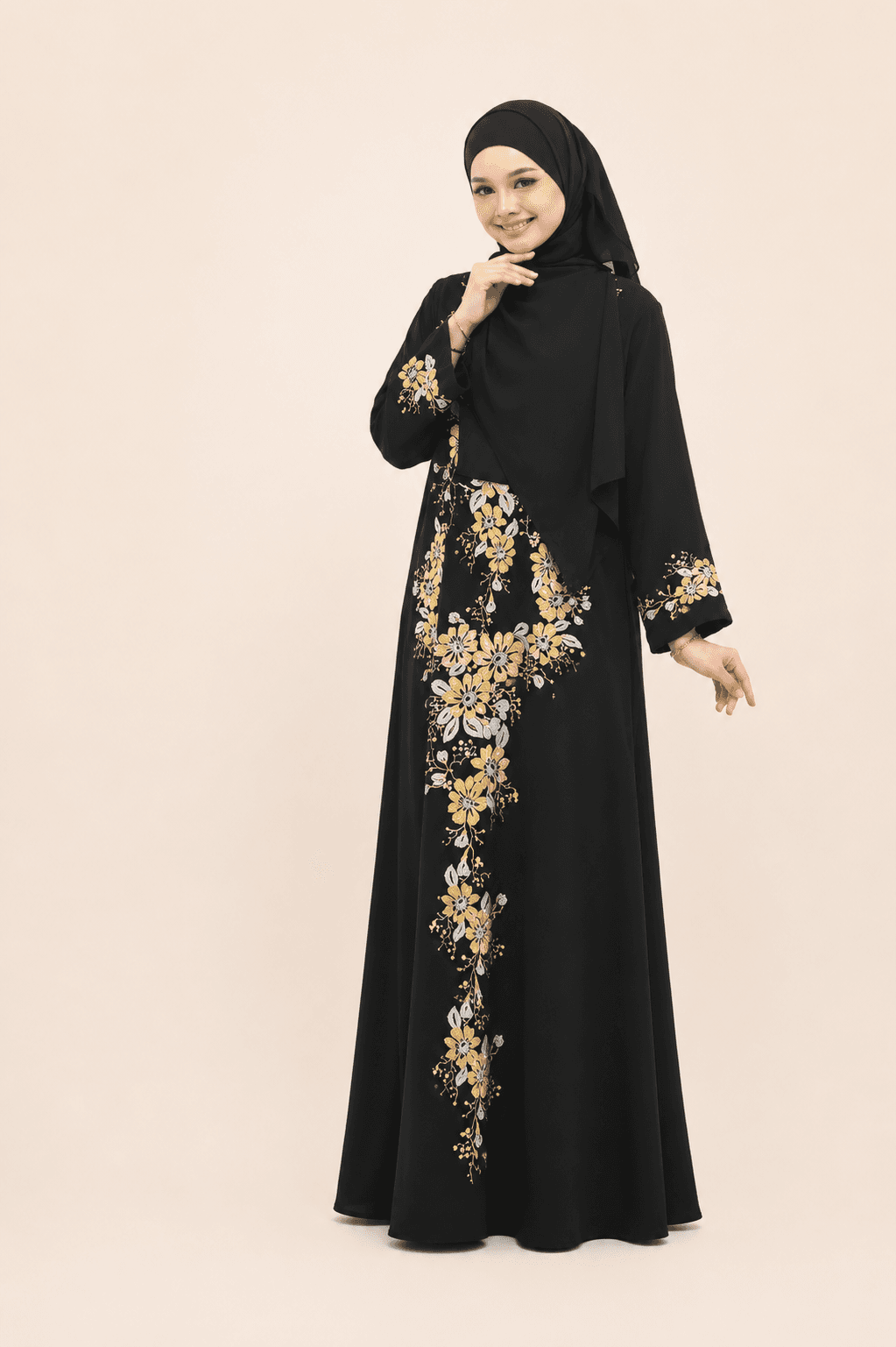 Modesti Jubah Sahara Sulam, Manik Terbaru Fashion Muslimah Ada Pocket
