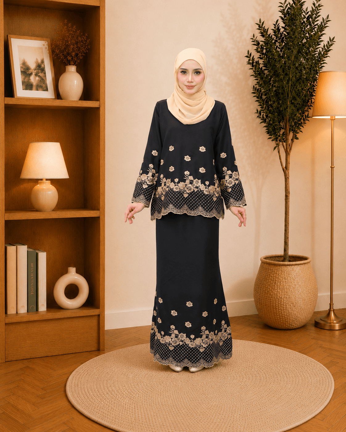 Kurung Mini Manisha Sulaman Kemas | Premium Como Crepe | Saiz S-3XL