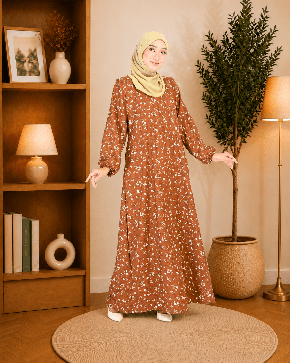 Jubah Dress Leesa Floral | Korean Crepe | Corak Baru 2026