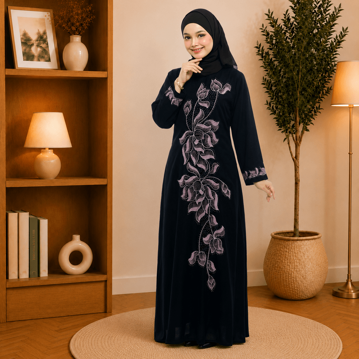 Modesti Jubah Sahara Sulam, Manik Terbaru Fashion Muslimah Ada Pocket