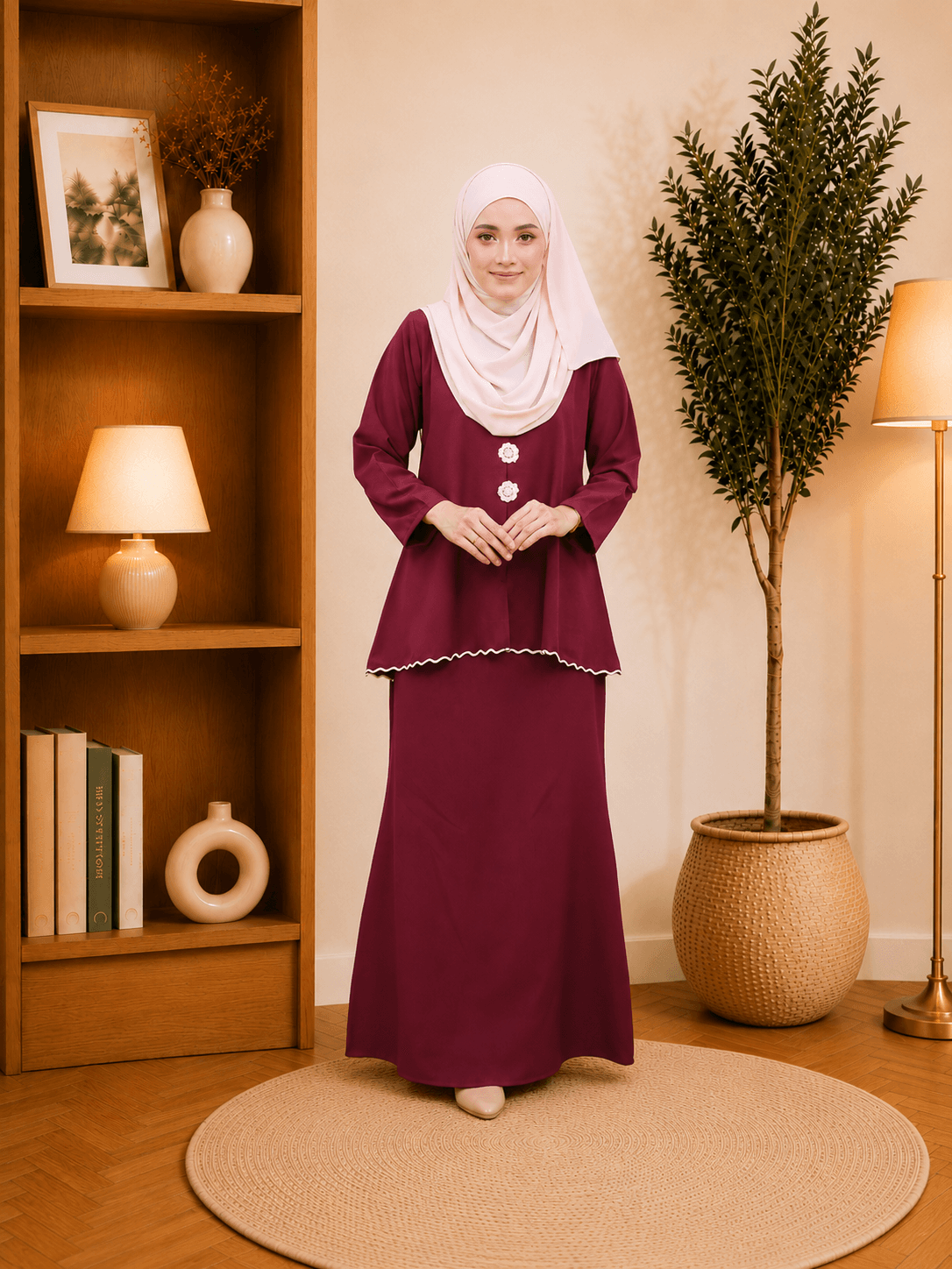 Baju Kurung Dayana Bunga Tampal | Cotton Jacquard | Saiz S-5XL