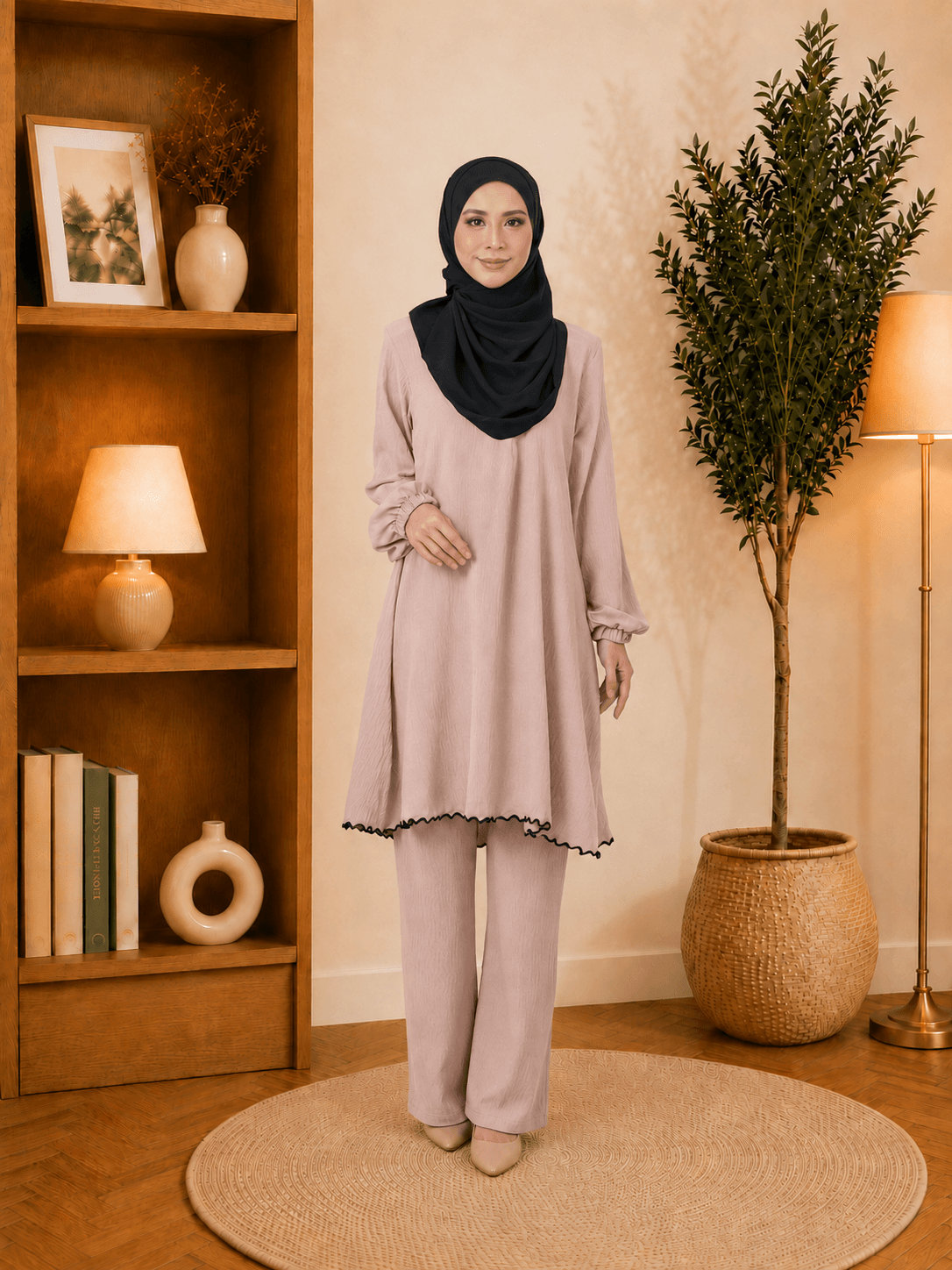 Set Nawrah Blouse & Seluar Ironless | Premium Cey Crepe | Saiz S-3XL