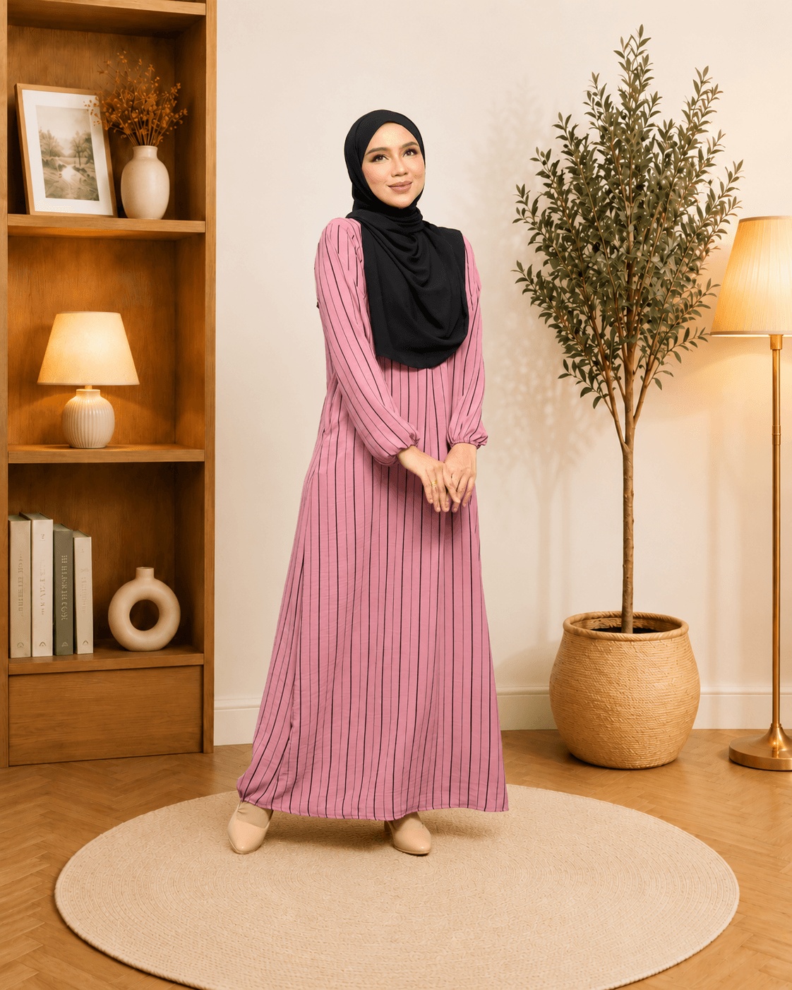 Jubah Stripe Ironless | CRY CREPE Premium | Plus Size S-5XL