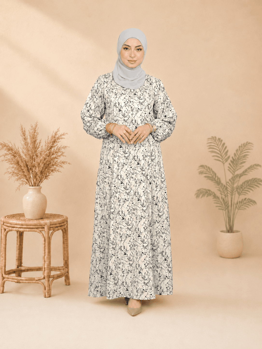 Jubah Dress Aryana Ironless | Spanish Stretch Print | Saiz S-3XL