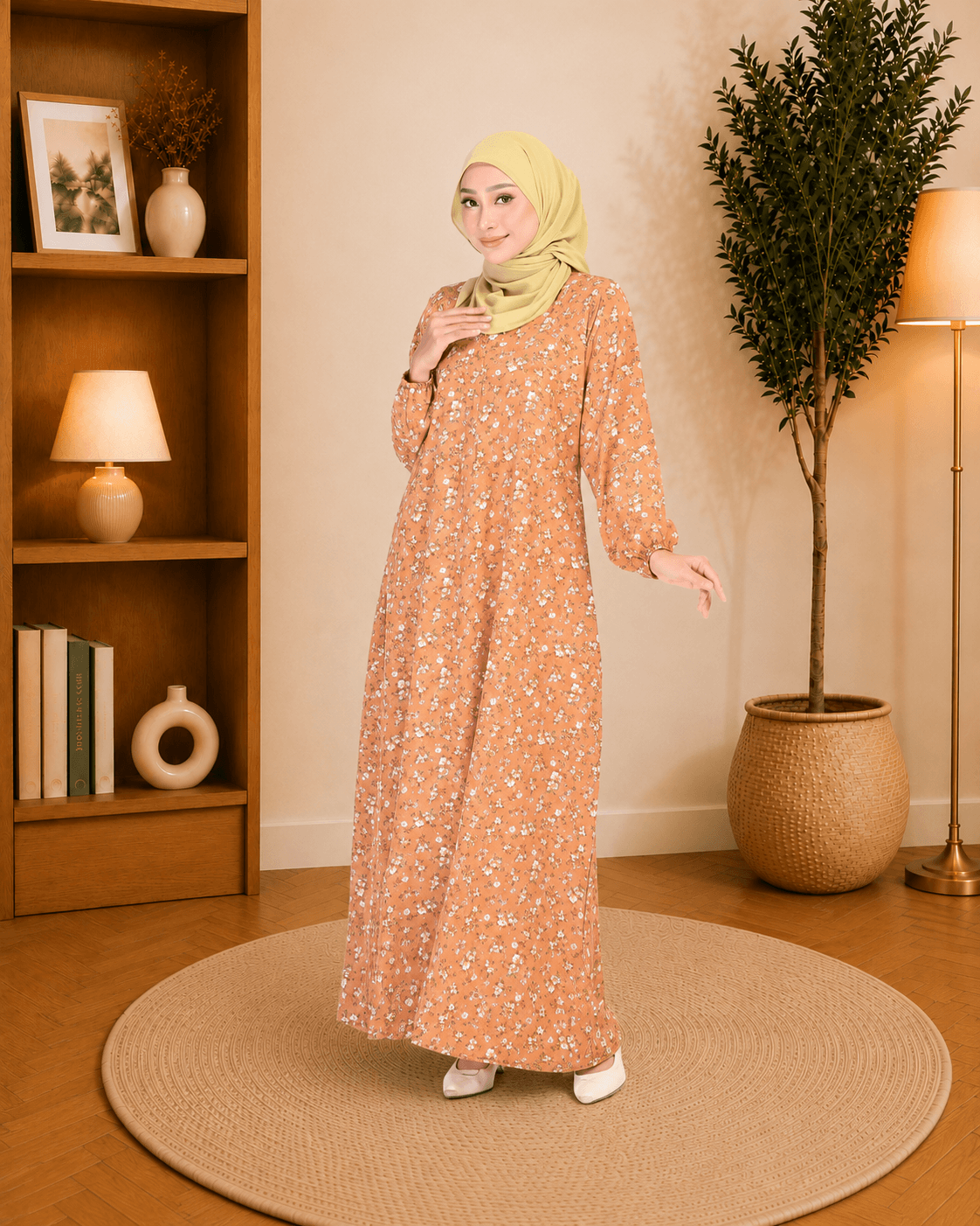 Jubah Dress Leesa Floral | Korean Crepe | Corak Baru 2026