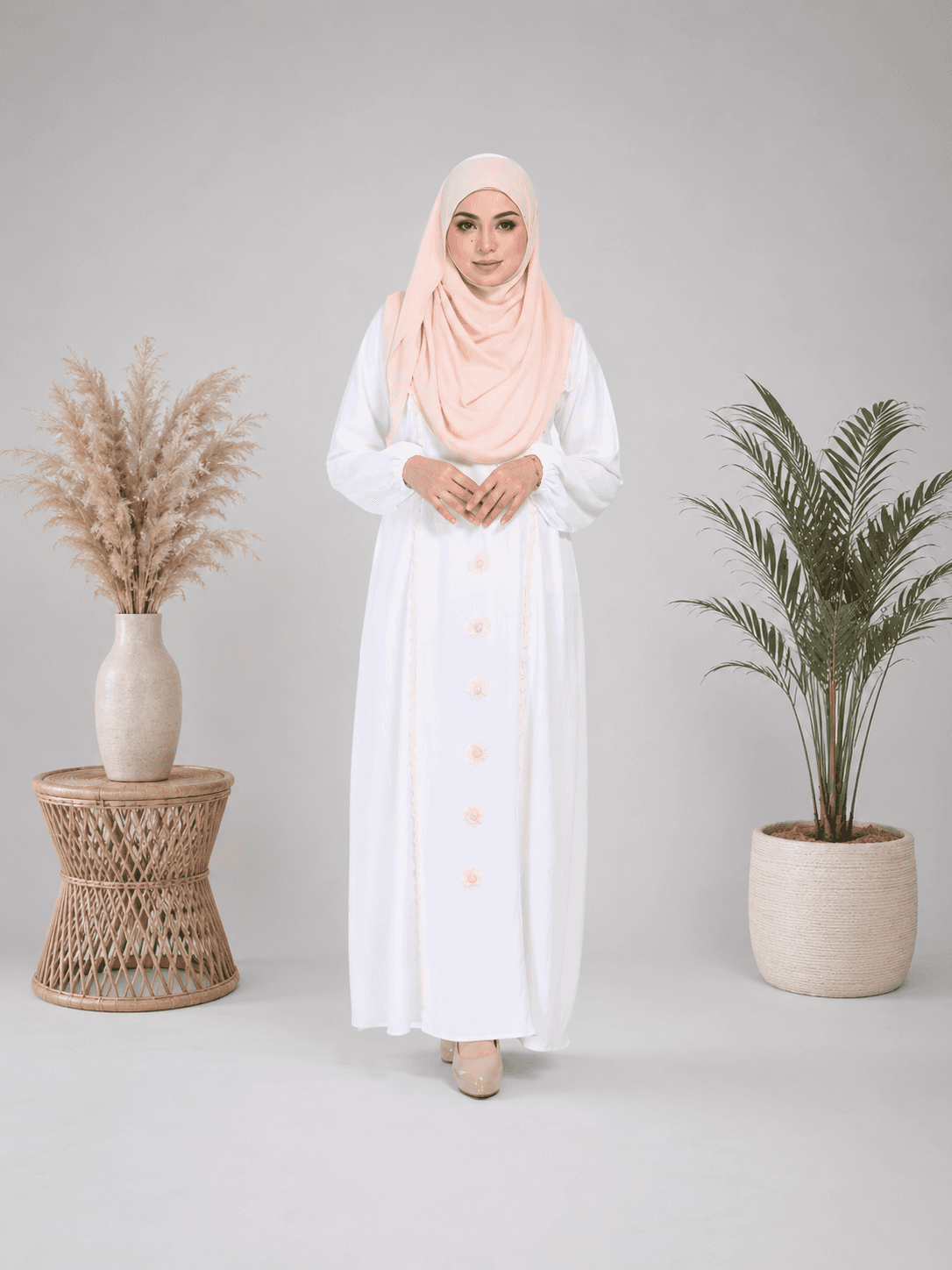 Jubah Bunga Sulam Ironless | CRY CREPE Premium | Saiz S-5XL
