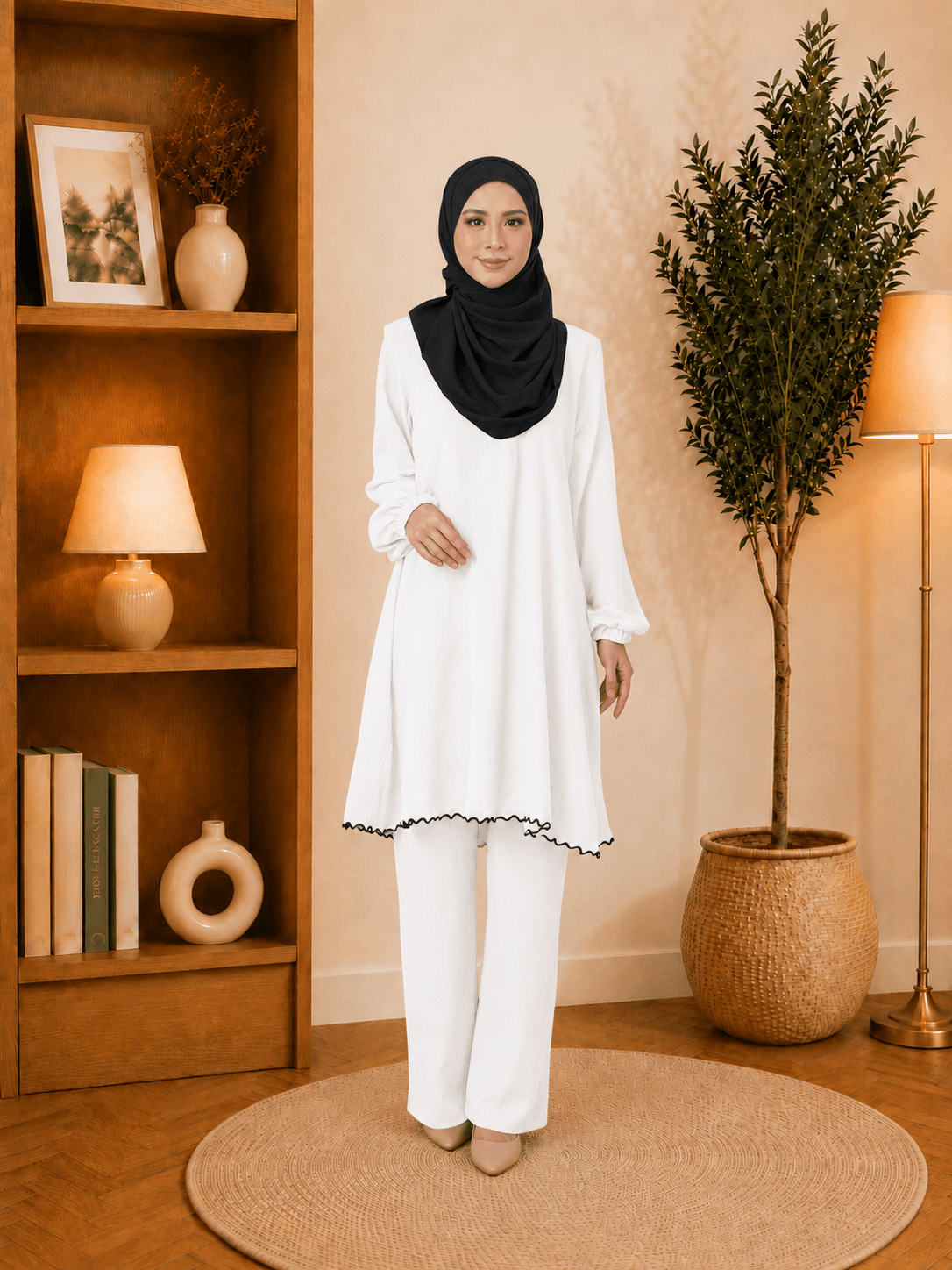 Set Nawrah Blouse & Seluar Ironless | Premium Cey Crepe | Saiz S-3XL