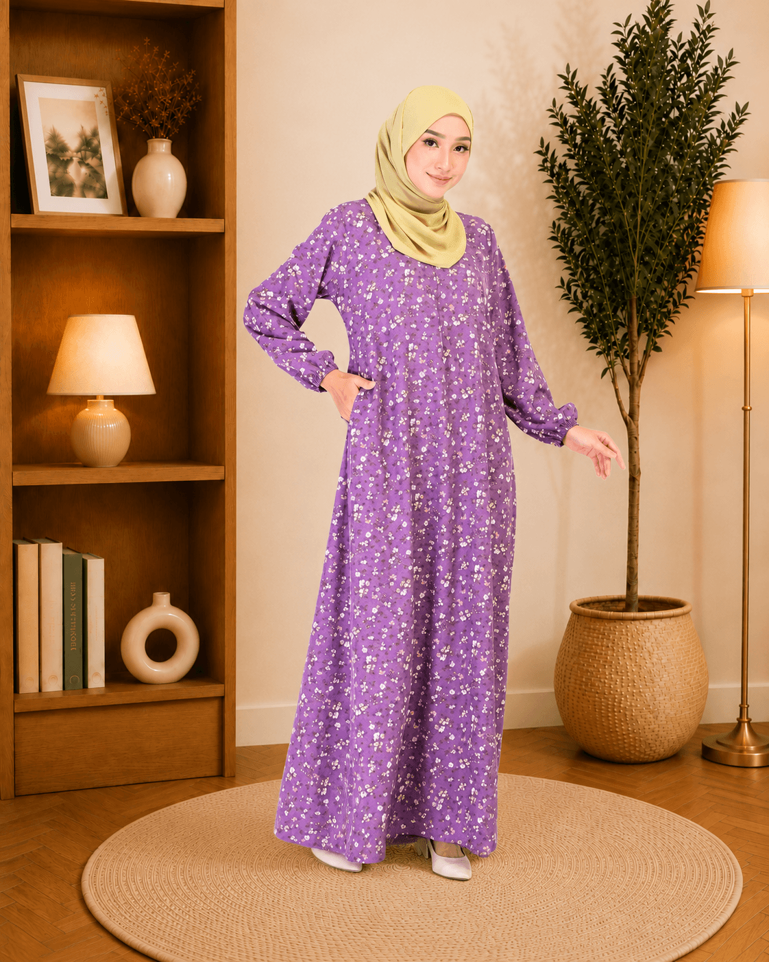 Jubah Dress Leesa Floral | Korean Crepe | Corak Baru 2026