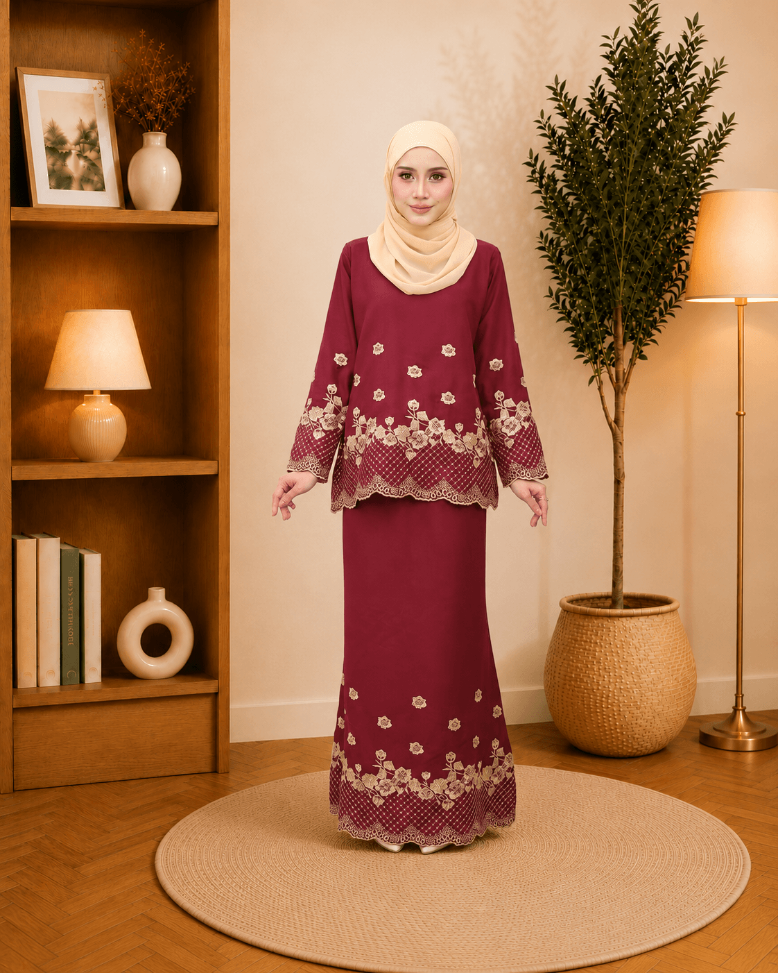 Kurung Mini Manisha Sulaman Kemas | Premium Como Crepe | Saiz S-3XL