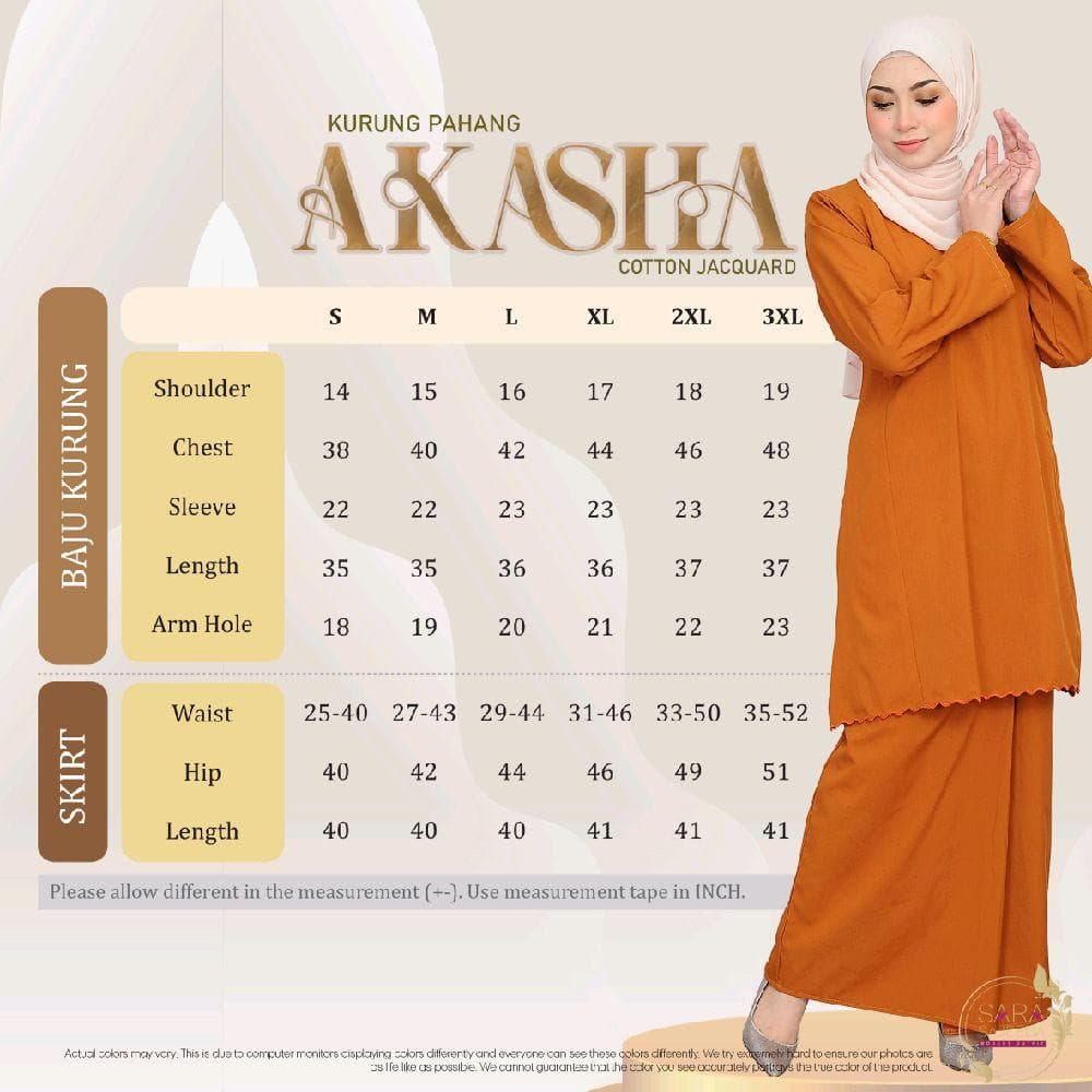 Baju Kurung Pahang Akasha | Cotton Jacquard | Saiz S-3XL