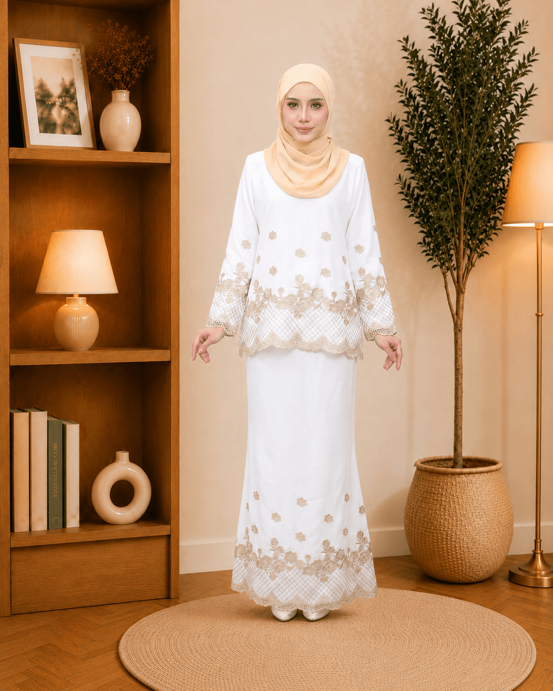 Kurung Mini Manisha Sulaman Kemas | Premium Como Crepe | Saiz S-3XL
