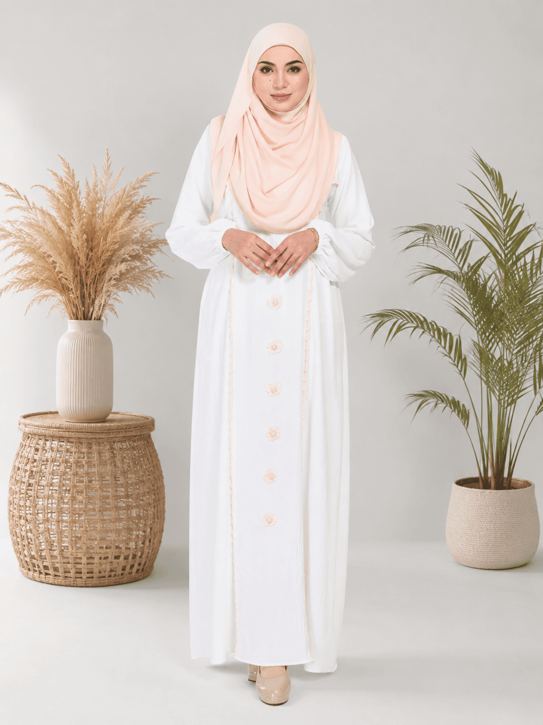 Jubah Bunga Sulam Ironless | CRY CREPE Premium | Saiz S-5XL