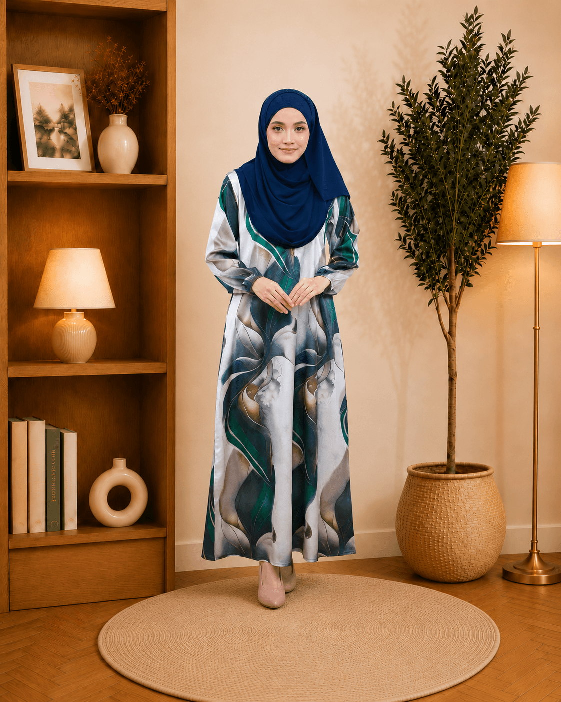 Jubah Dress Mirabella Floral | Silk Jacquard Premium | Saiz S-5XL
