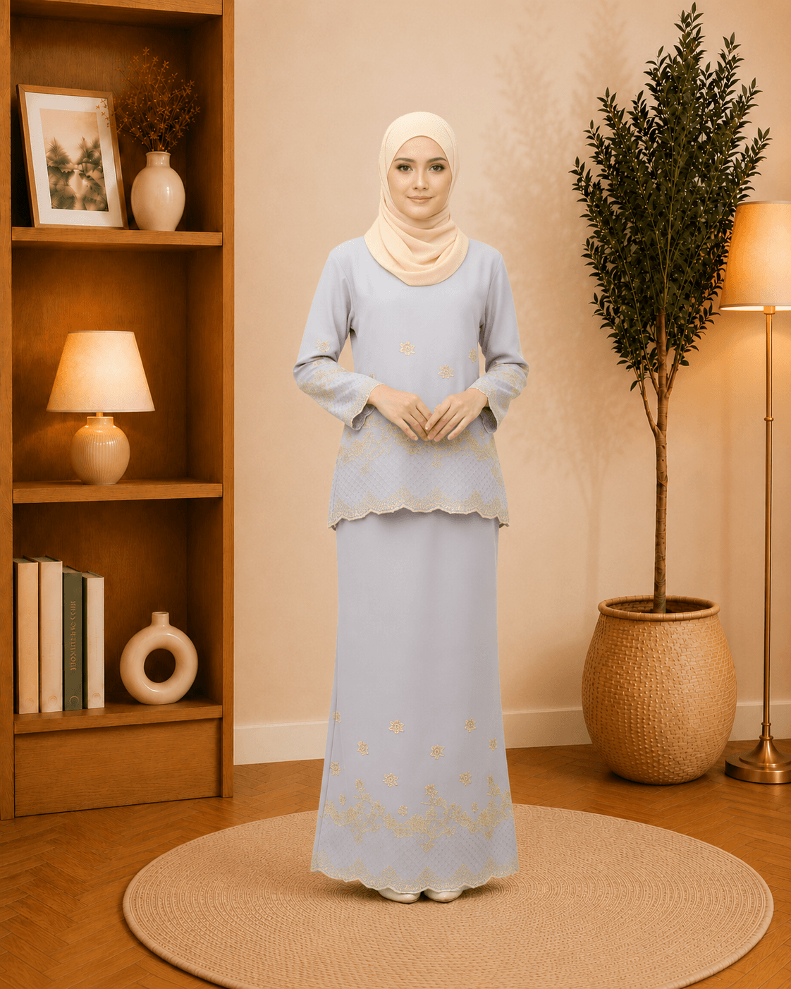 Kurung Mini Manisha Sulaman Kemas | Premium Como Crepe | Saiz S-3XL