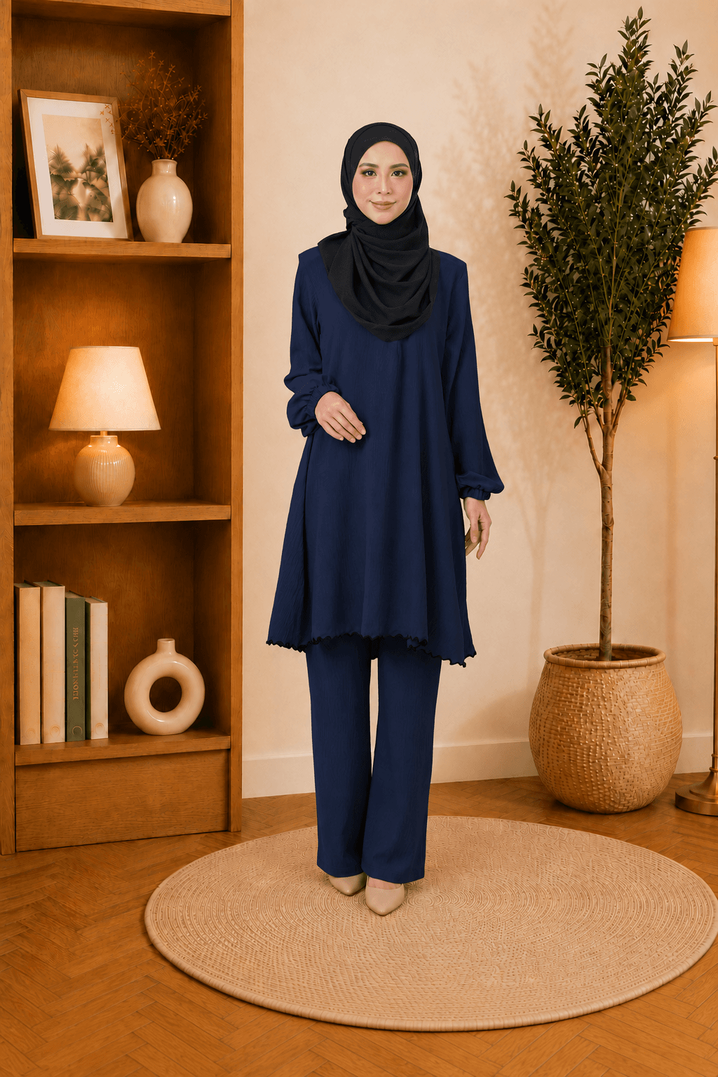 Set Nawrah Blouse & Seluar Ironless | Premium Cey Crepe | Saiz S-3XL