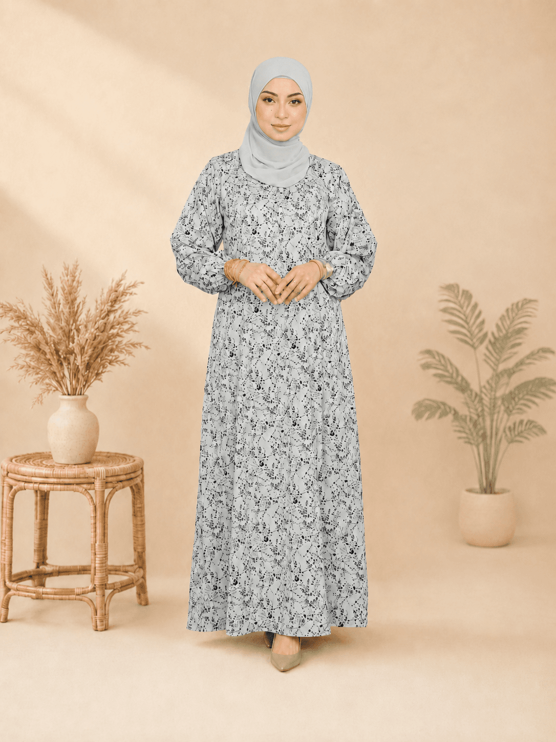 Jubah Dress Aryana Ironless | Spanish Stretch Print | Saiz S-3XL