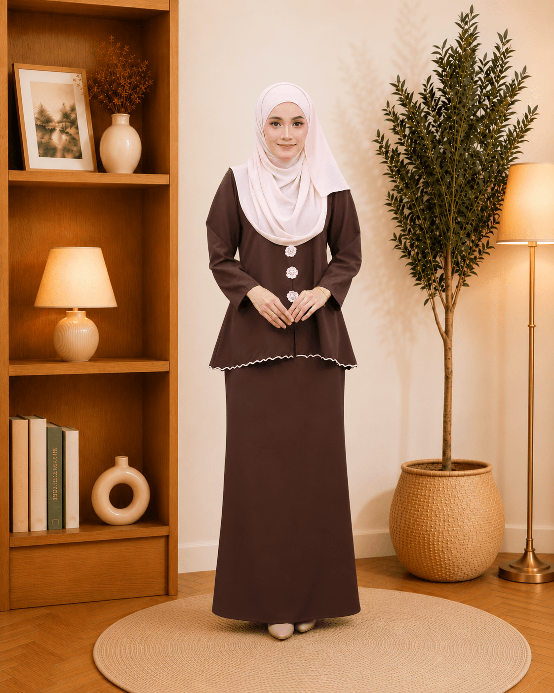 Baju Kurung Dayana Bunga Tampal | Cotton Jacquard | Saiz S-5XL