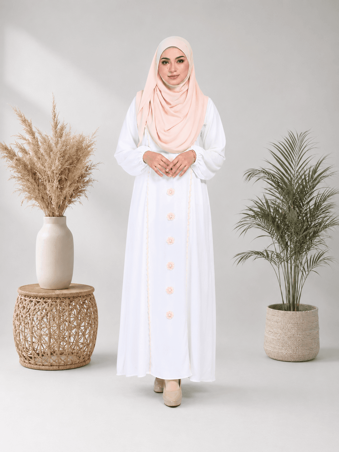 Jubah Bunga Sulam Ironless | CRY CREPE Premium | Saiz S-5XL