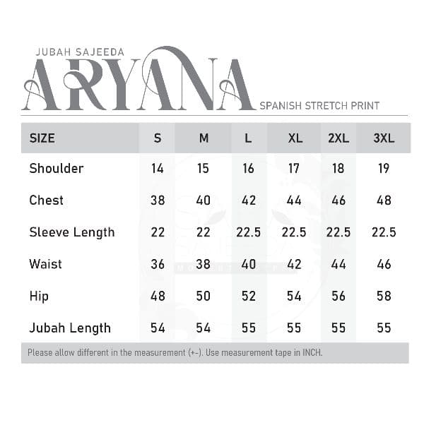 Jubah Dress Aryana Ironless | Spanish Stretch Print | Saiz S-3XL