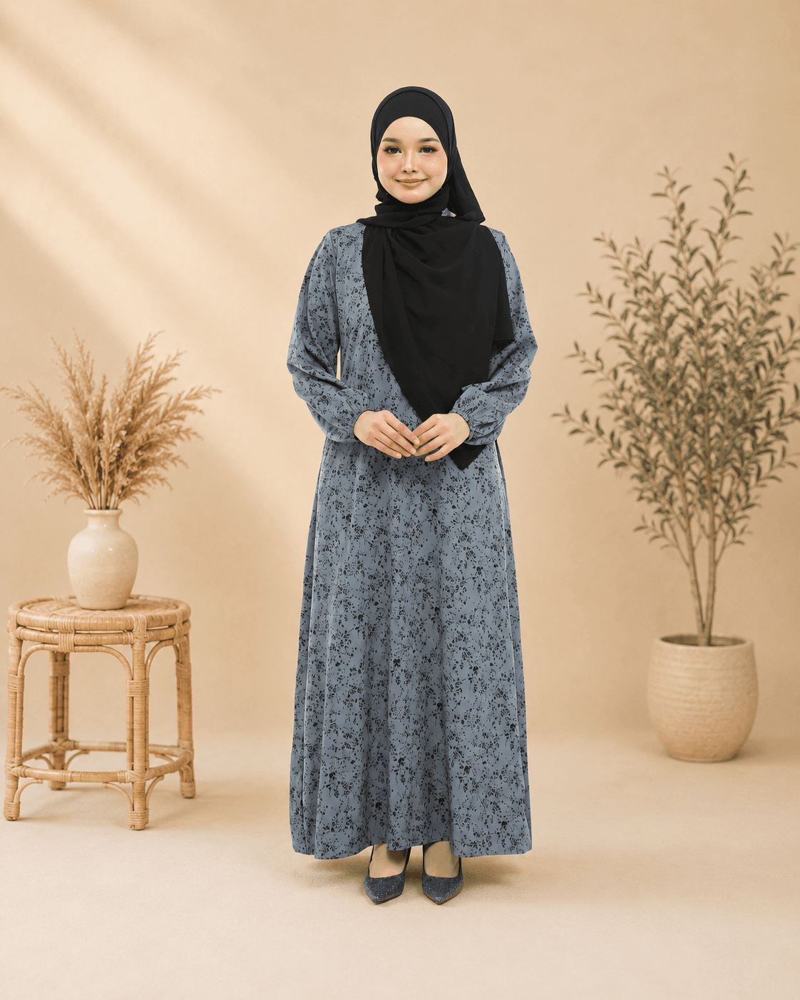 Jubah Dress Aryana Ironless | Spanish Stretch Print | Saiz S-3XL