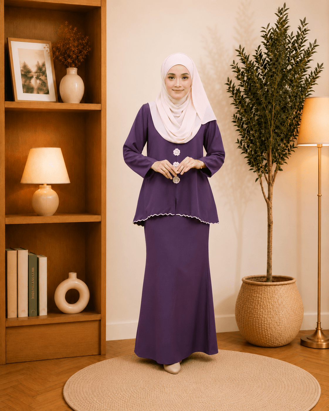 Baju Kurung Dayana Bunga Tampal | Cotton Jacquard | Saiz S-5XL