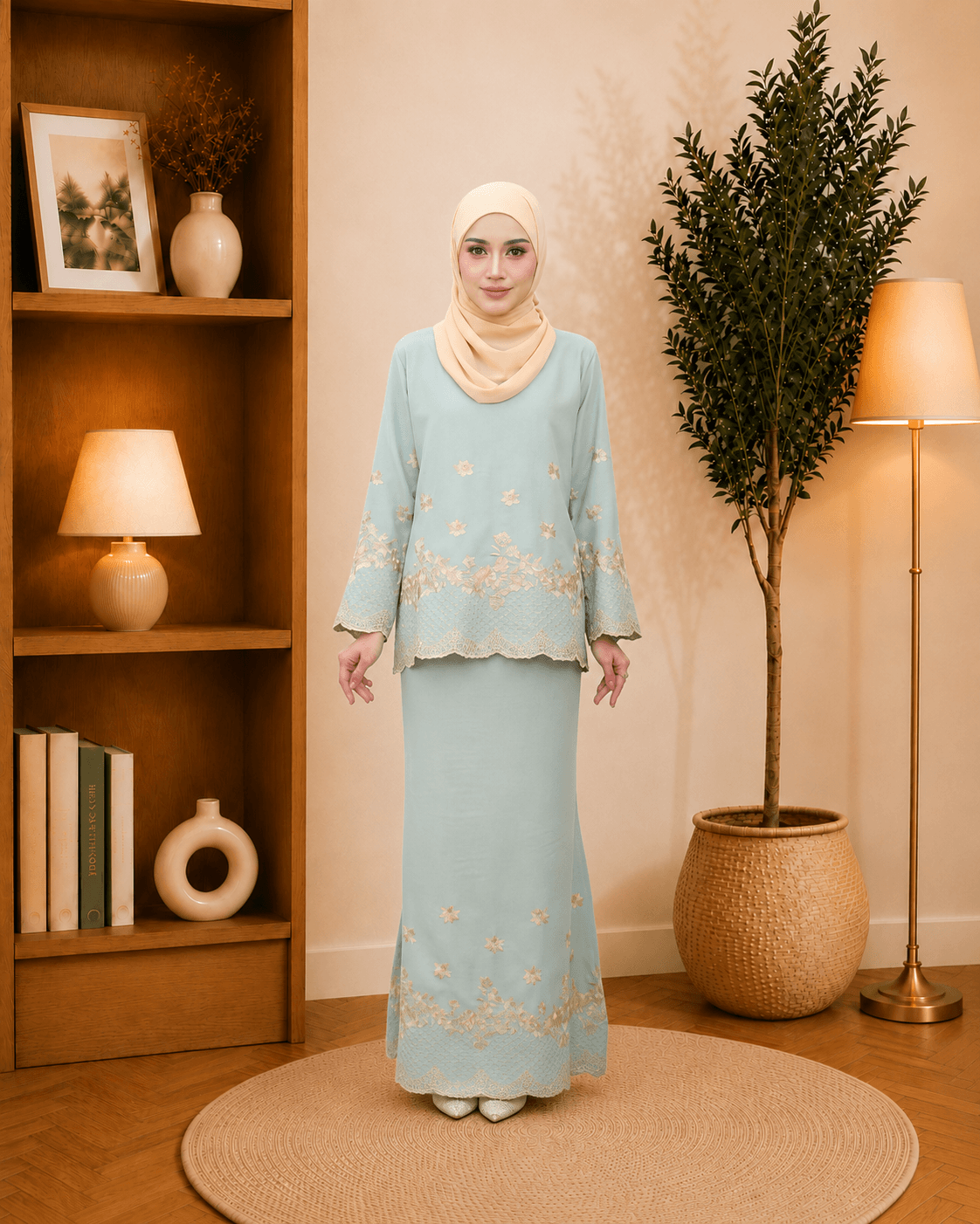 Kurung Mini Manisha Sulaman Kemas | Premium Como Crepe | Saiz S-3XL